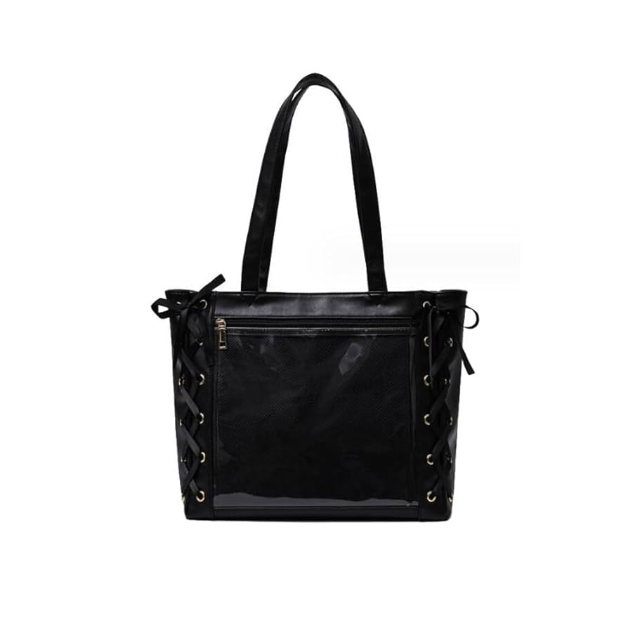 痛バッグ　A4 痛バッグ a4 ショルダー トート 2way クロコ柄 痛バ 黒 白 赤